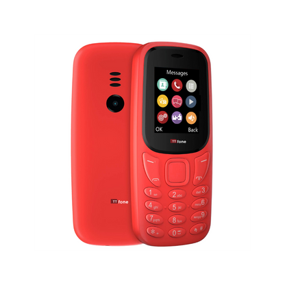 TTfone TT170 Red Dual SIM with Mains Charger, Giff Gaff Pay As You Go