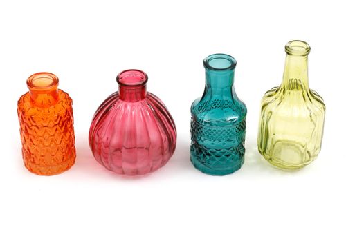 Set of Four Boho Posy Vase Bottles