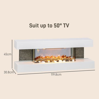 HOMCOM 2000W Wall Mounted Electric Fireplace, Freestanding, 2000W, White