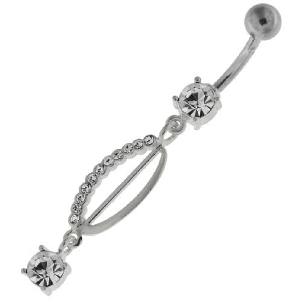 Dangling Jeweled safety Pin Belly Button Bar