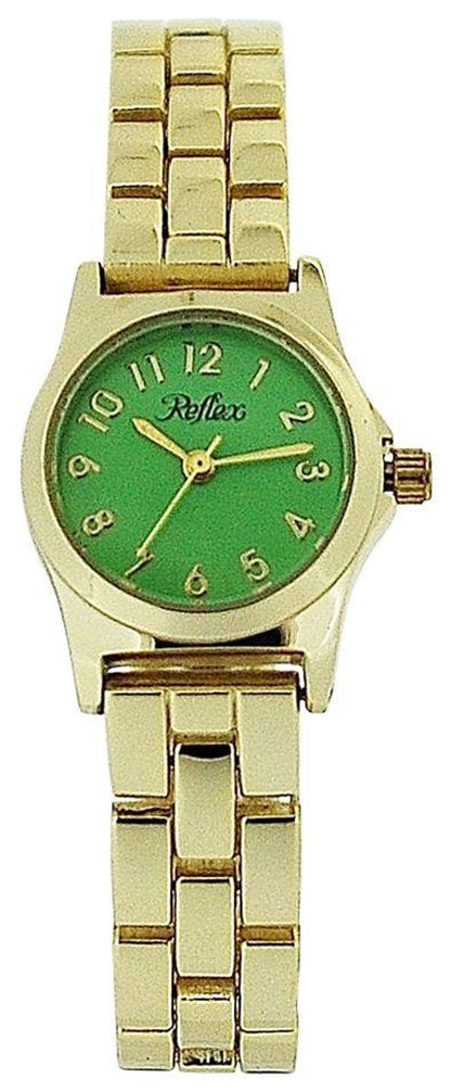 Reflex Ladies Metal Analogue Green Dial & Yellow Tone Metal Bracelet Strap Watch LB106