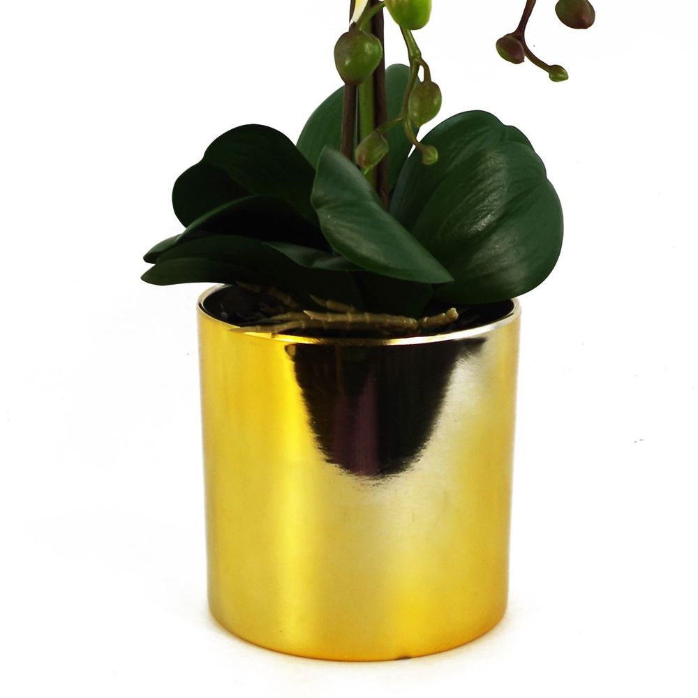 52cm Artificial Orchid Large - White / Gold