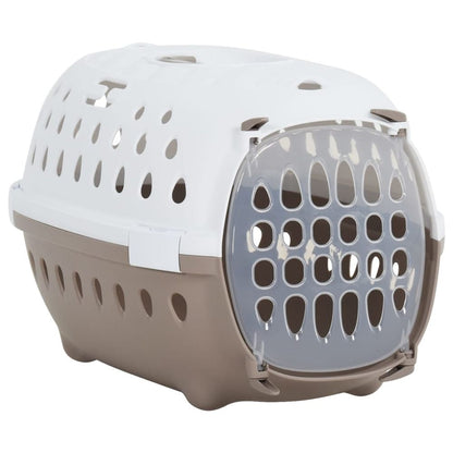 Pet Transport Box White and Brown 50x34.5x32 cm PP