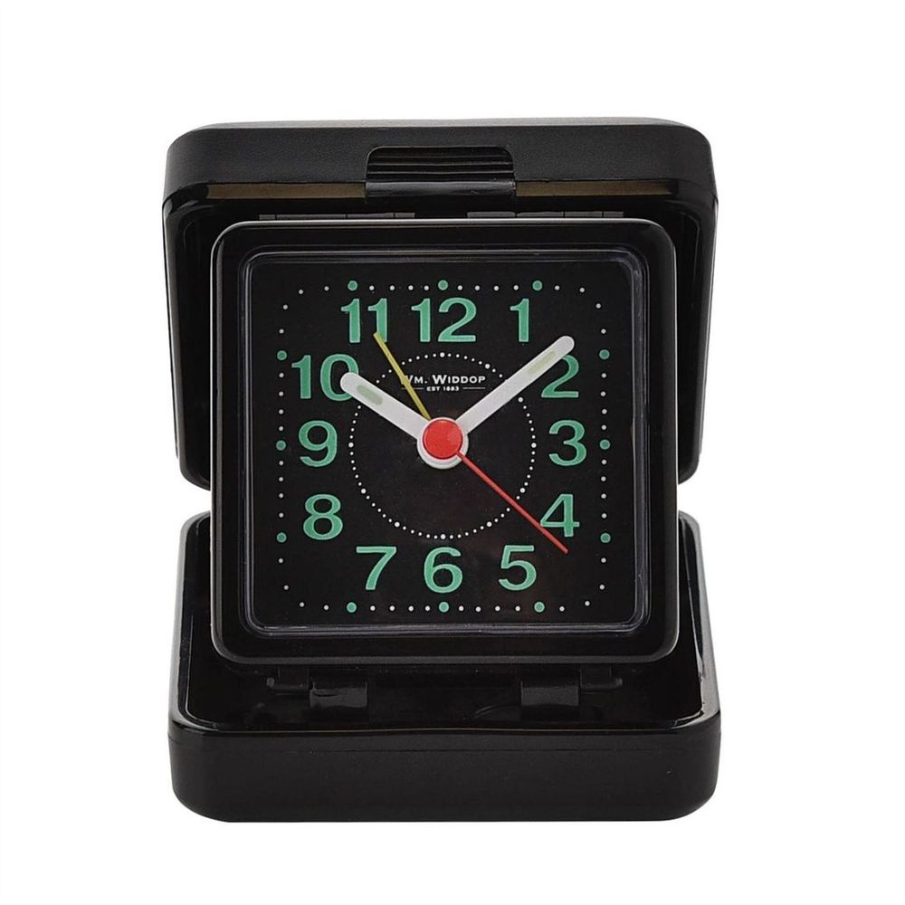 Widdop Folding Case Quartz Travel Alarm Clock Black 5165B