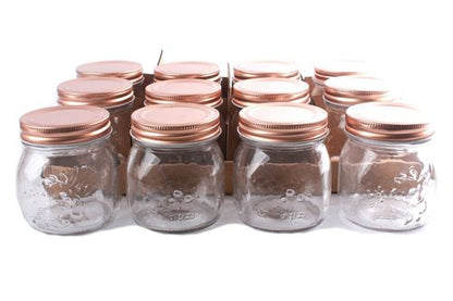 Kitchen Glass Embossed Storage Jar With Copper Screw Lid - Large