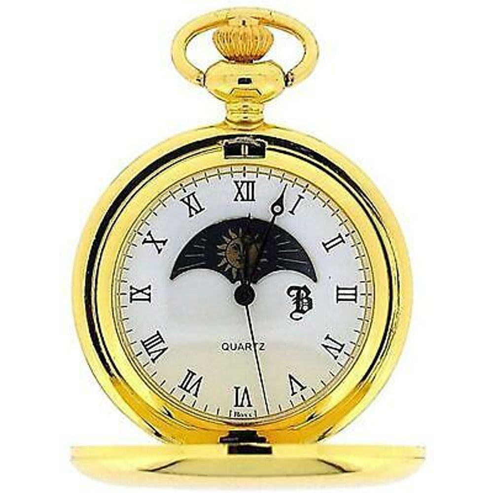 Boxx Gold Tone Gents Date Pocket Watch on 12 Chain Boxx M5096.02