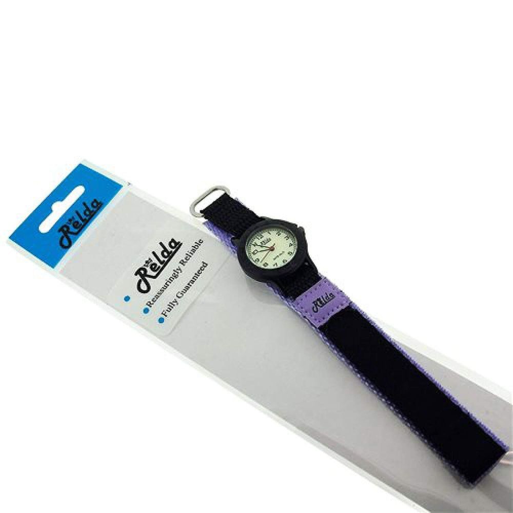 Relda Children's Analogue Nite-Glo Quartz Luminous Dial Purple & Black Velcro Girls Watch REL58