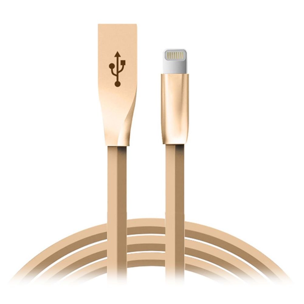 Spring Zinc Alloy Lightning to USB Sync and Charge Cable - 1 Meter, Gold