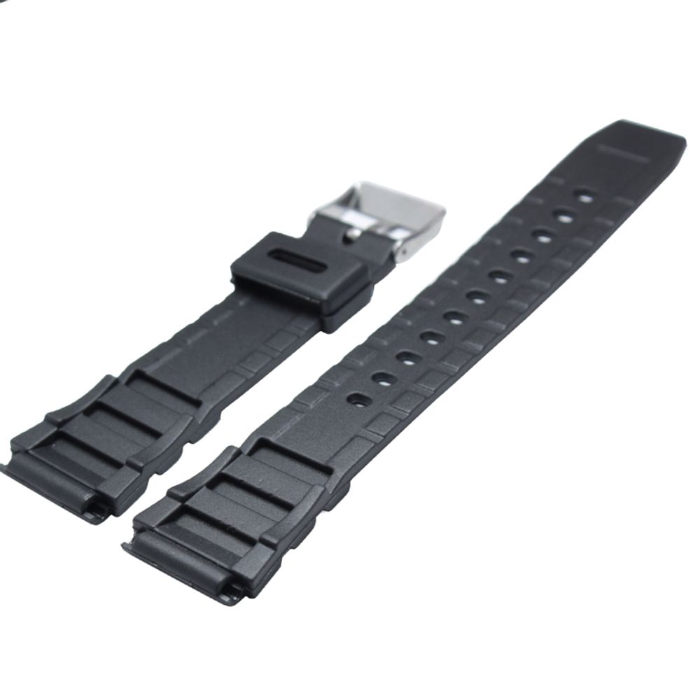 PU Watchband 18mm 20mm 22mm Men Black Sports Diving Watch Strap Silver Stainless Steel Buckle