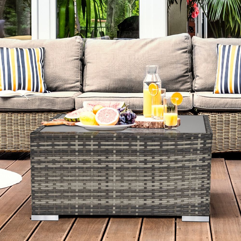 Rattan Wicker Patio Coffee Table Ready to Use Outdoor Furniture