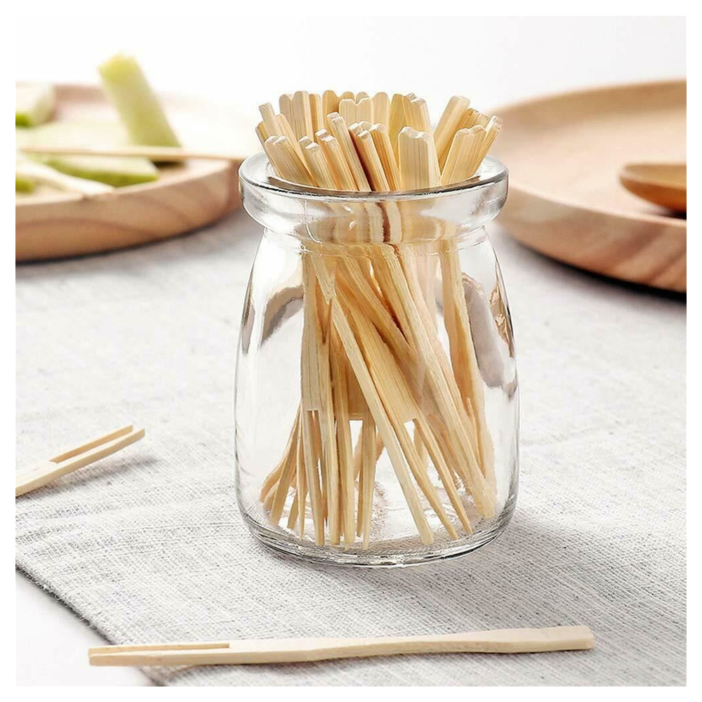 ECO Connection Pack Of 50 Disposable Natural Bamboo Skewer Forks