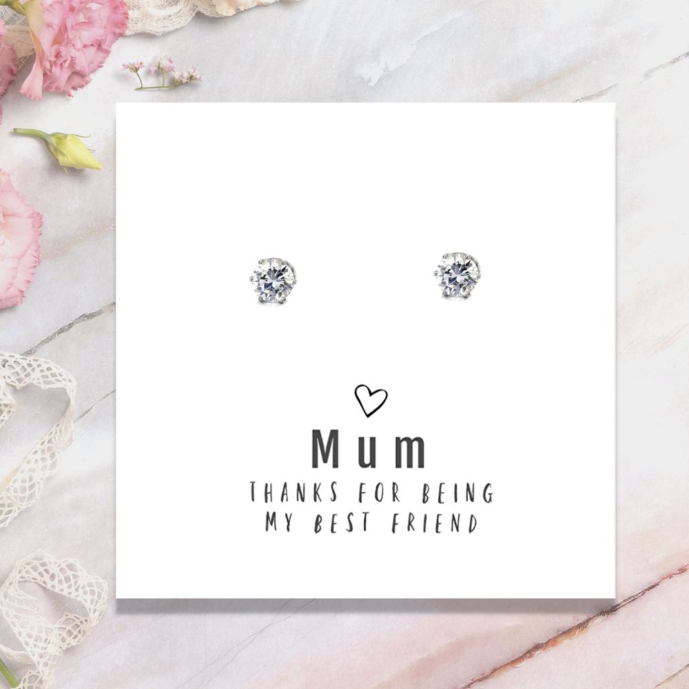 Mum Thanks For Being My Best Friend - Earrings & Message Card