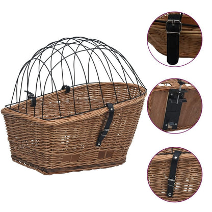 Bike Rear Basket with Cover 55x31x36 cm Natural Willow