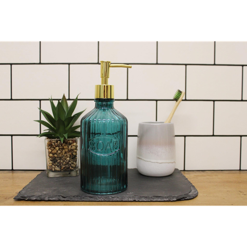 Blue Glass Soap Dispenser