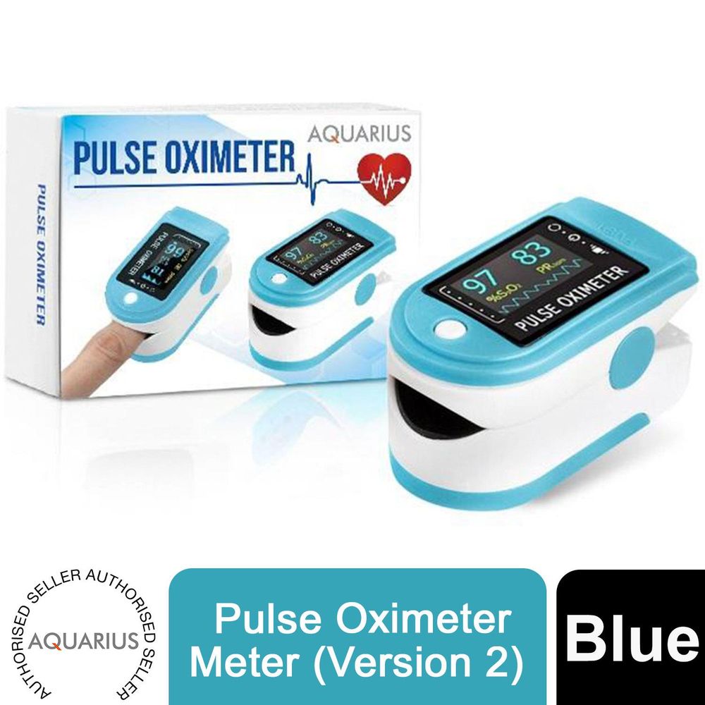 Aquarius Blue Finger Pulse Oximeter Version 2 - Oxygen Saturation Monitor