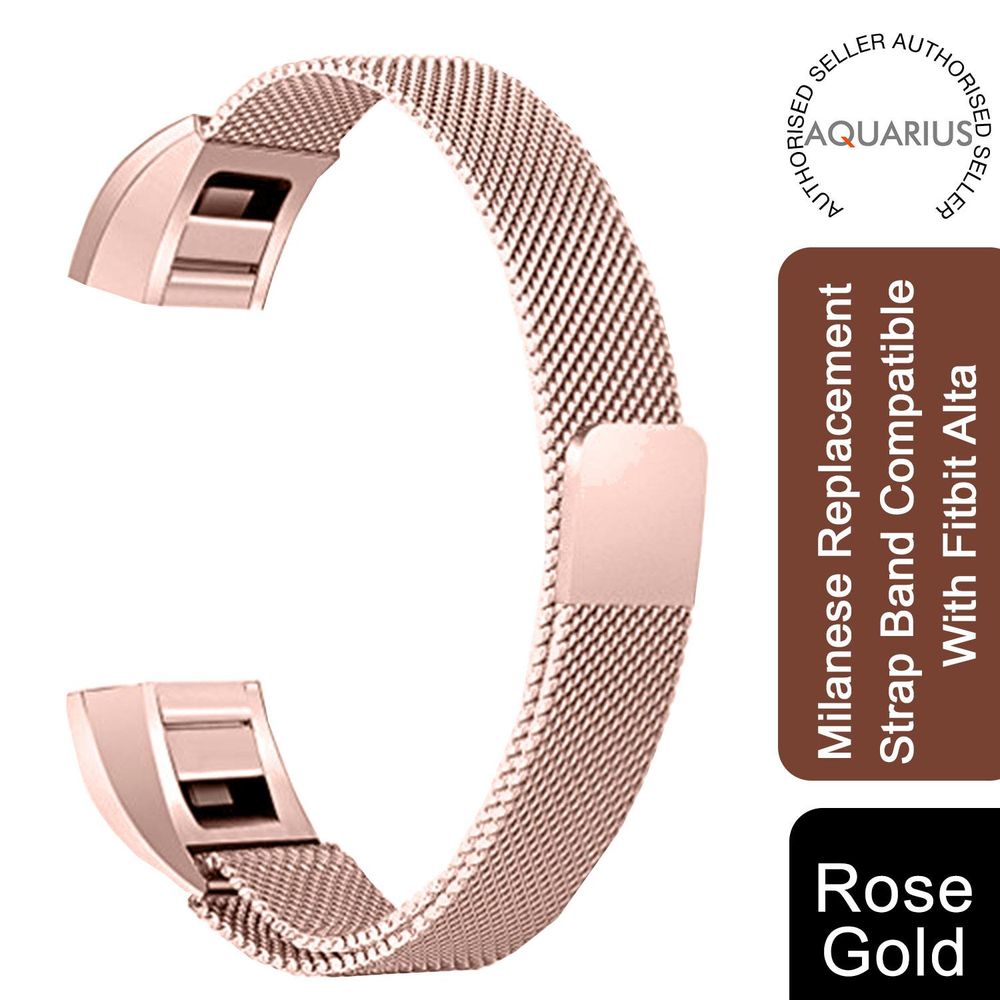 Aquarius Milanese Replacement Strap Band Compatible With Fitbit Alta, Rose Gold