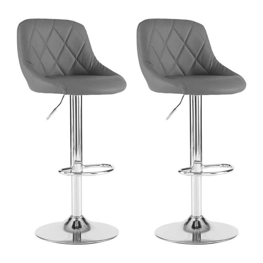 Neo Set of Two Dark Grey Leather Bar Stools