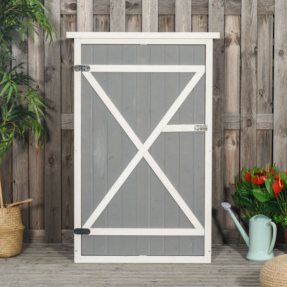 Wooden Garden Storage Shed Fir Wood Tool Cabinet