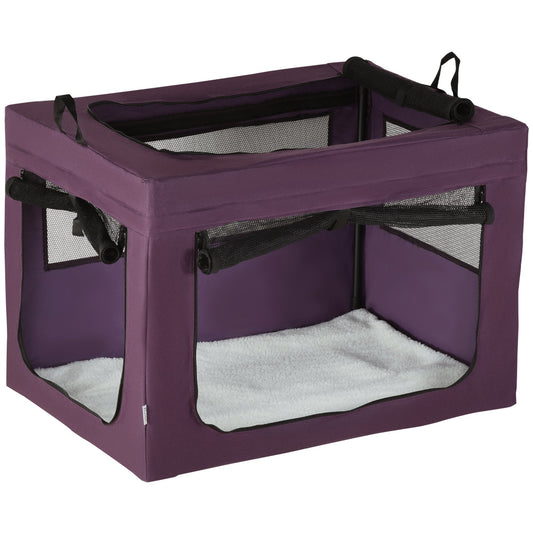 90cm Pet Carrier Portable Cat Carrier Foldable Dog Bag, Pet Travel Bag with Cushion for Medium and Large Dogs, Purple-0