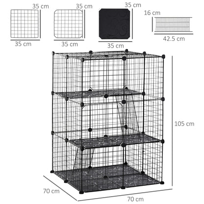 3 Tier Small Animal Cage Black by Pawhut