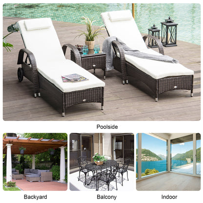 Outsunny 3 Pieces Patio Lounge Chair Set