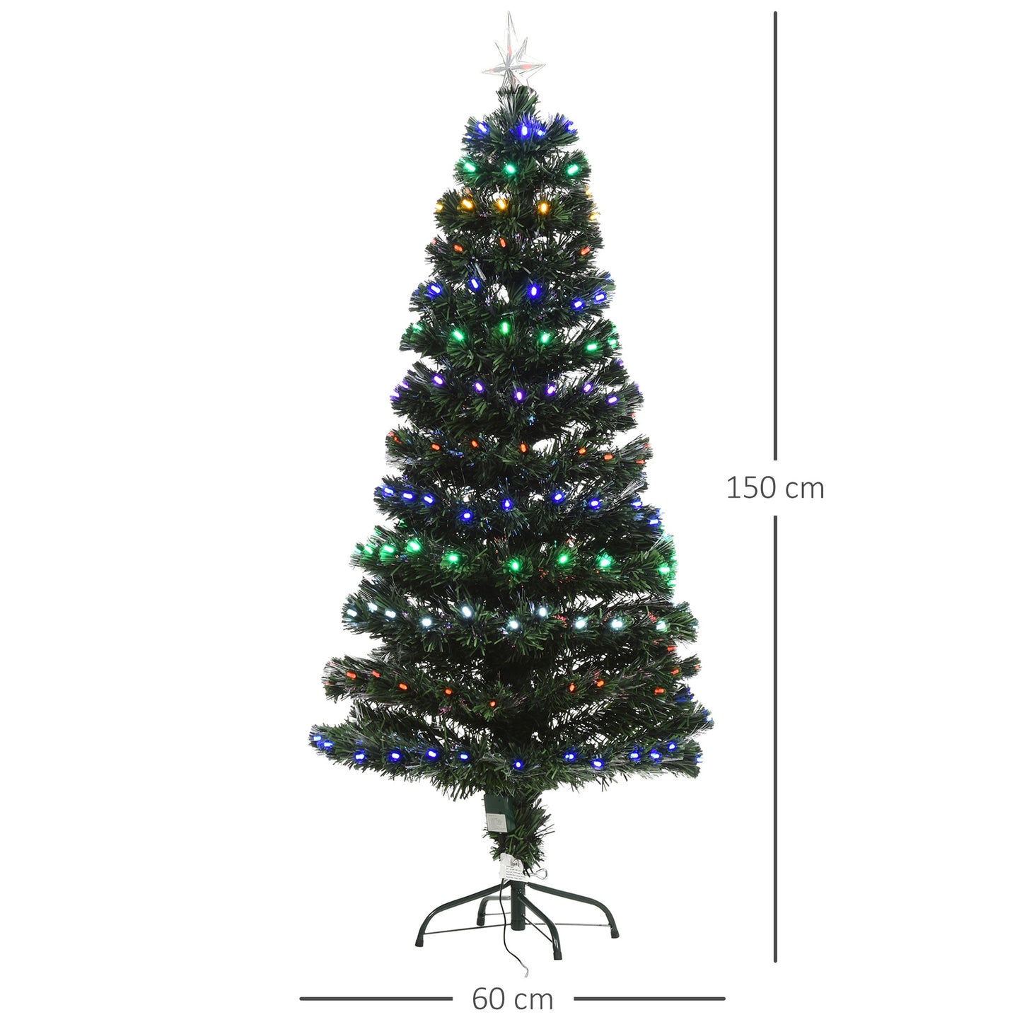 Homcom 5FT Pre-Lit Fiber Optic Christmas Tree with Star Tree Topper