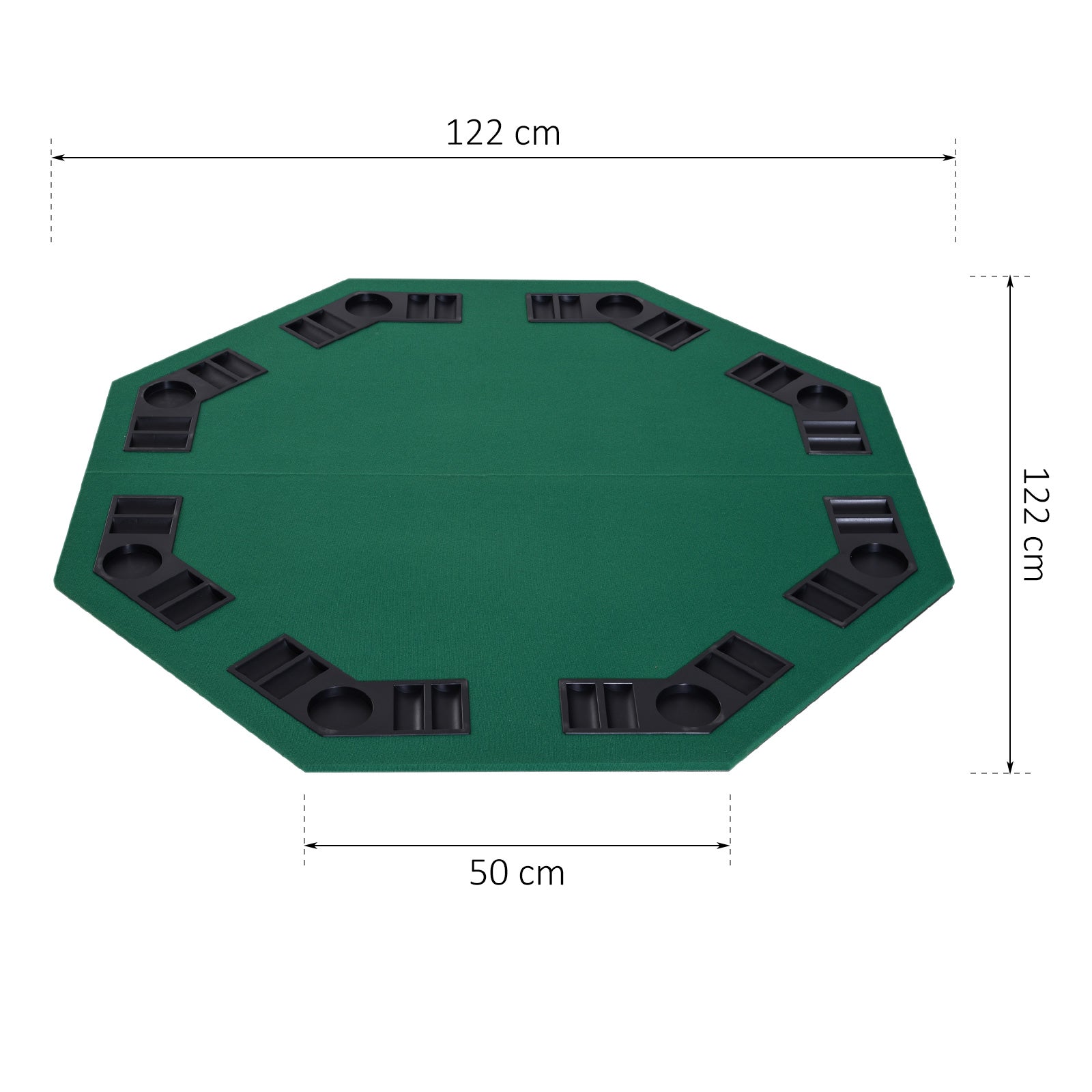 Homcom 1.2m/48 Inches Foldable Poker Table Top 8 Players Blackjack Tables Casino Chip Trays