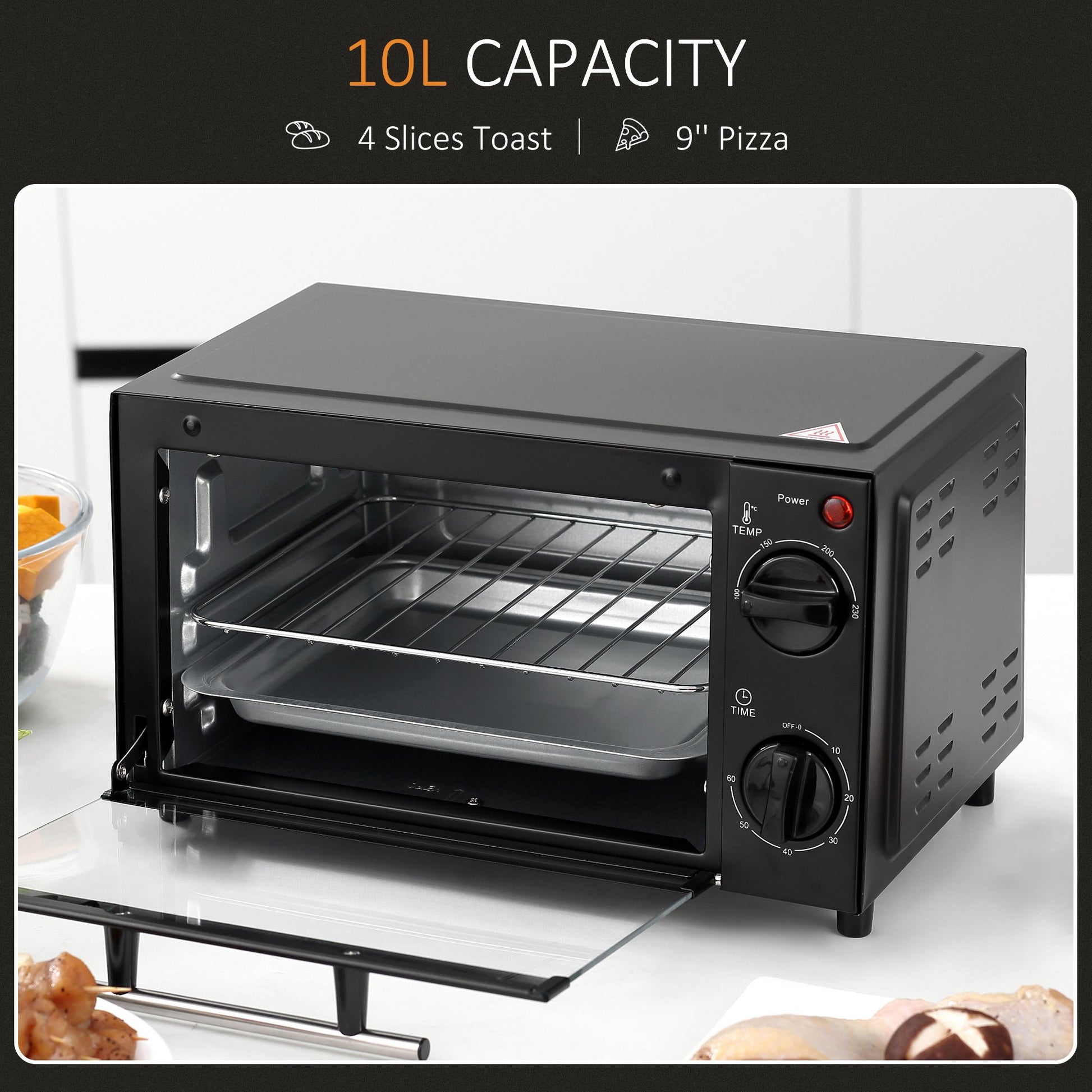 9L 230C Mini Oven With Timer Black by Homcom