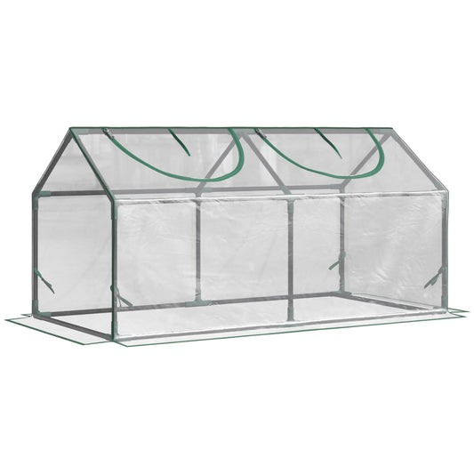 Mini Greenhouse Portable Flower Planter Tomato Vegetable House for Garden Backyard with Zipper 120 x 60 x 60 cm, Clear-0