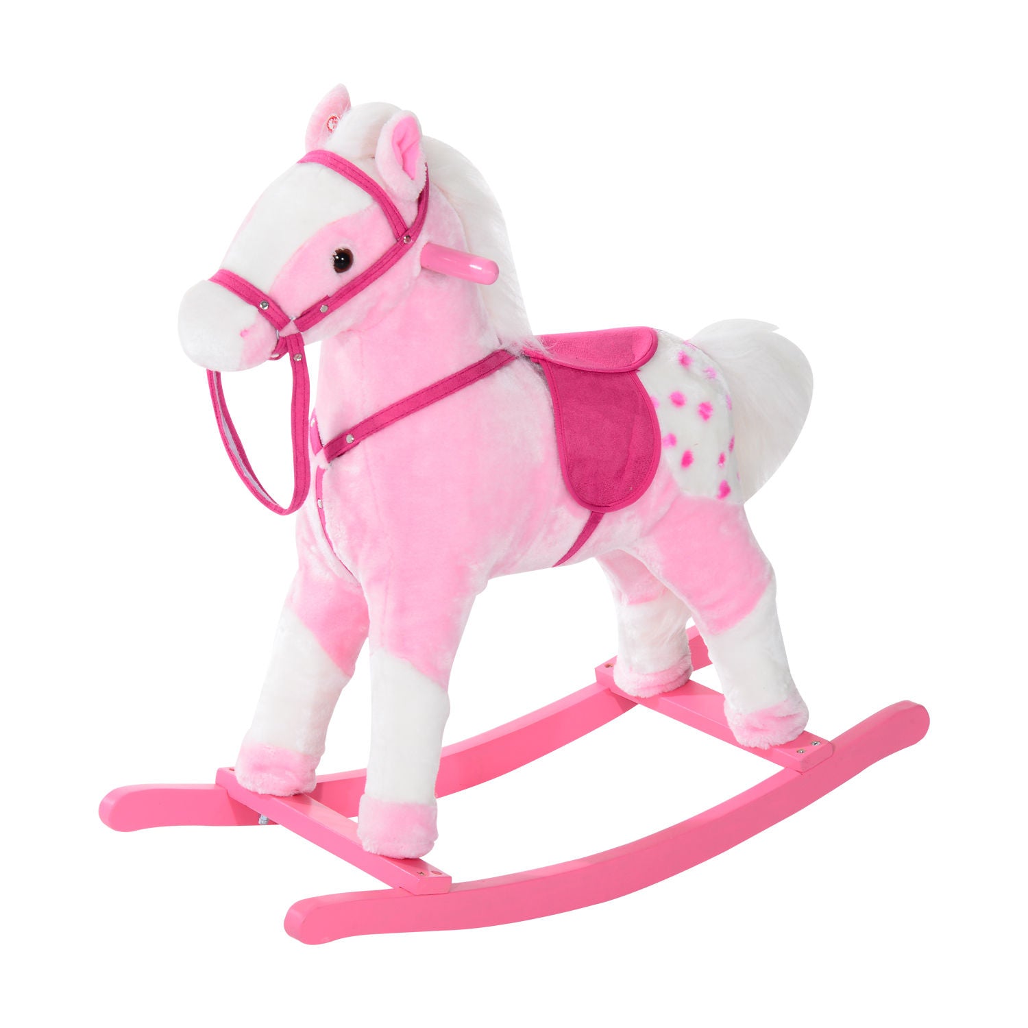 Homcom Children Child Kids Plush Rocking Horse with Sound Handle Grip Traditional Toy Fun Gift Pink