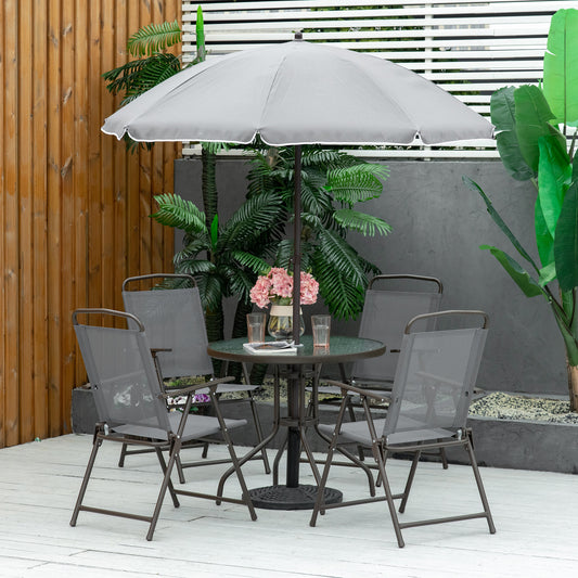 Outsunny 6 Piece Patio Dining Set with Umbrella