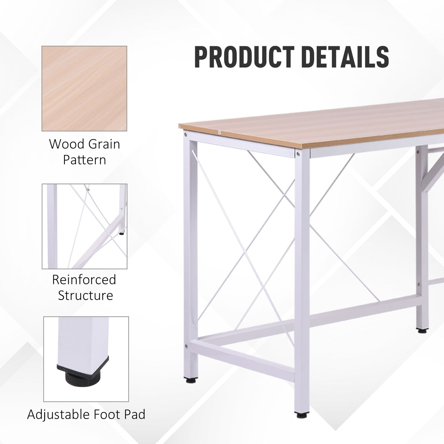 Homcom L-Shaped Corner Desk Computer Desk Table For Home Office Workstation w/Steel Frame Oak