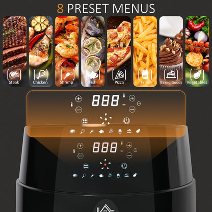 1500W 4.5L Air Fryer 8 Presets With Digital Display Black & Steel by Homcom