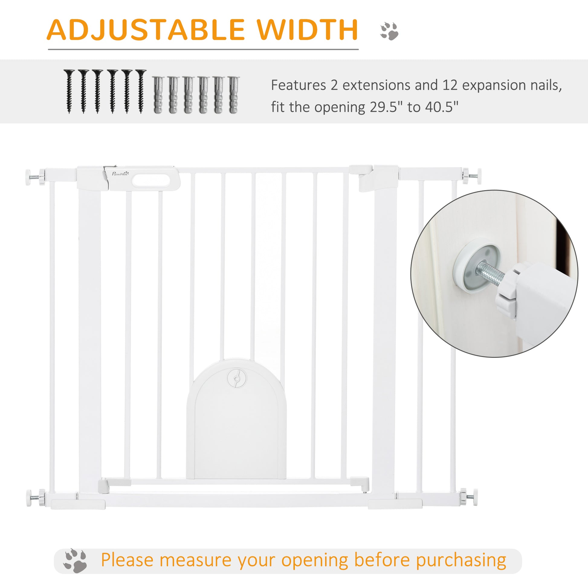 PawHut Dog Gate with Cat Flap Pet Safety Gate Barrier