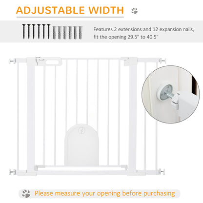 PawHut Dog Gate with Cat Flap Pet Safety Gate Barrier