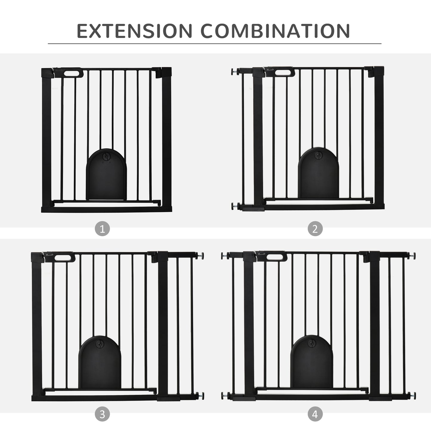 PawHut Dog Gate with Cat Flap Pet Safety Gate Barrier