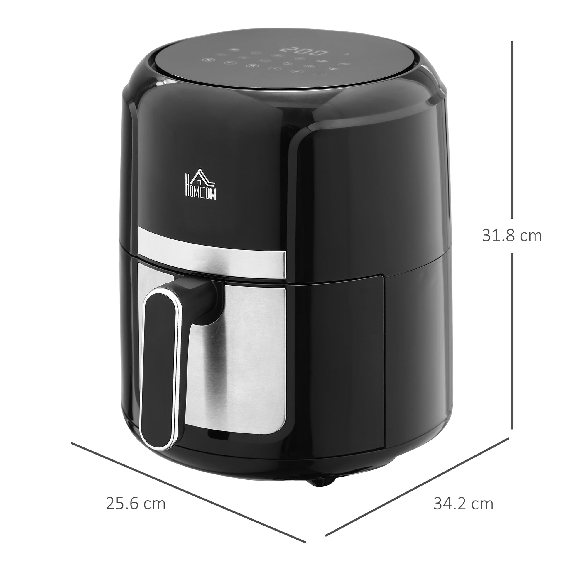 1300W 4L Air Fryer 12 Presets With Rapid Air Circulation Black & Steel by Homcom