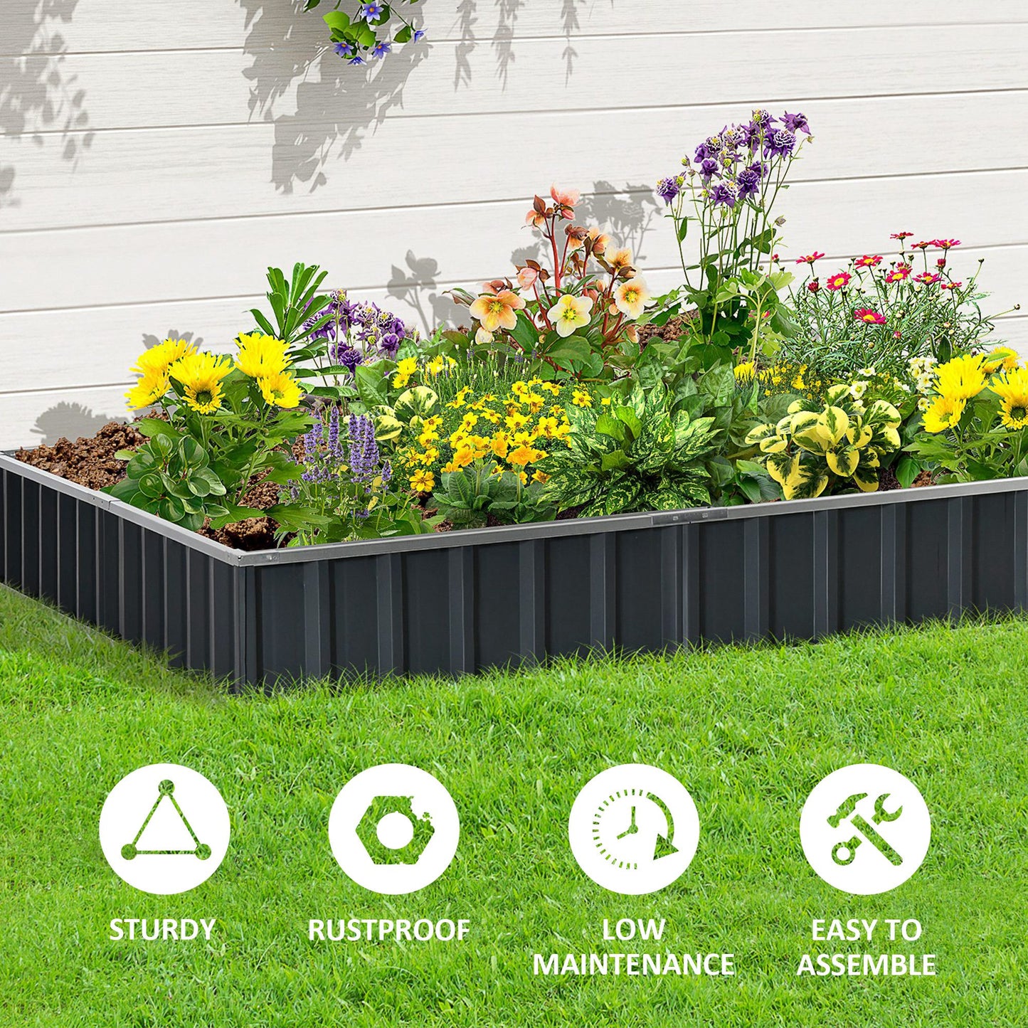 Outsunny 645L Metal Raised Garden Bed