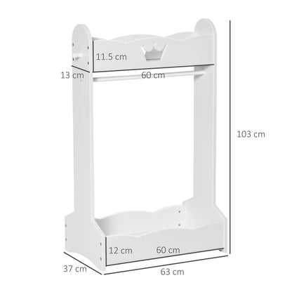 Homcom Kids Wood Clothes Rack Hall Tree with Storage Shelves Freestanding Wardrobe