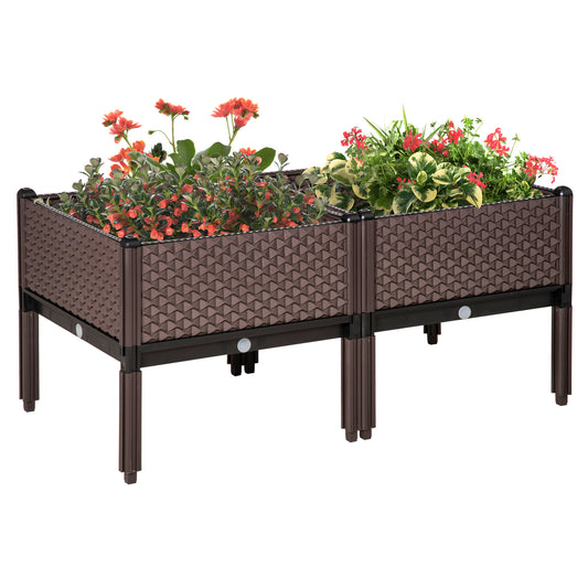 Outsunny Set of 2 Raised Garden Bed Elevated Planter Box with Self-Watering Design