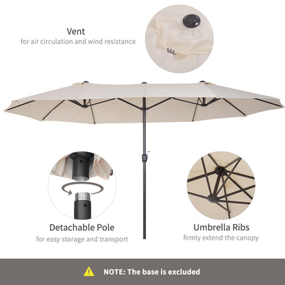 Outsunny 4.6m Double-Sided Patio Parasol Sun Umbrella-Beige