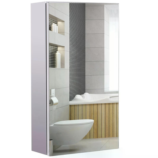 Stainless Steel Wall-mounted Bathroom Mirror Storage Cabinet 300mm (W)-0