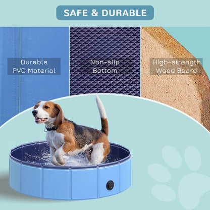 PawHut Foldable Dog Paddling Pool Pet Cat Swimming Pool Indoor/Outdoor Collapsible Summer Bathing Tub Shower Tub Puppy Washer (?80 × 20H cm