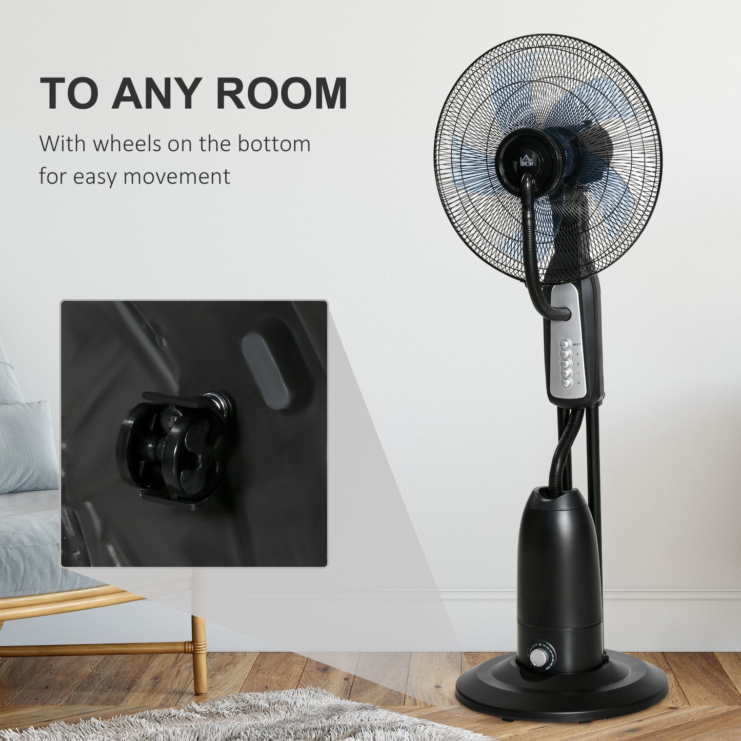 Homcom Pedestal Fan with Water Mist Spray