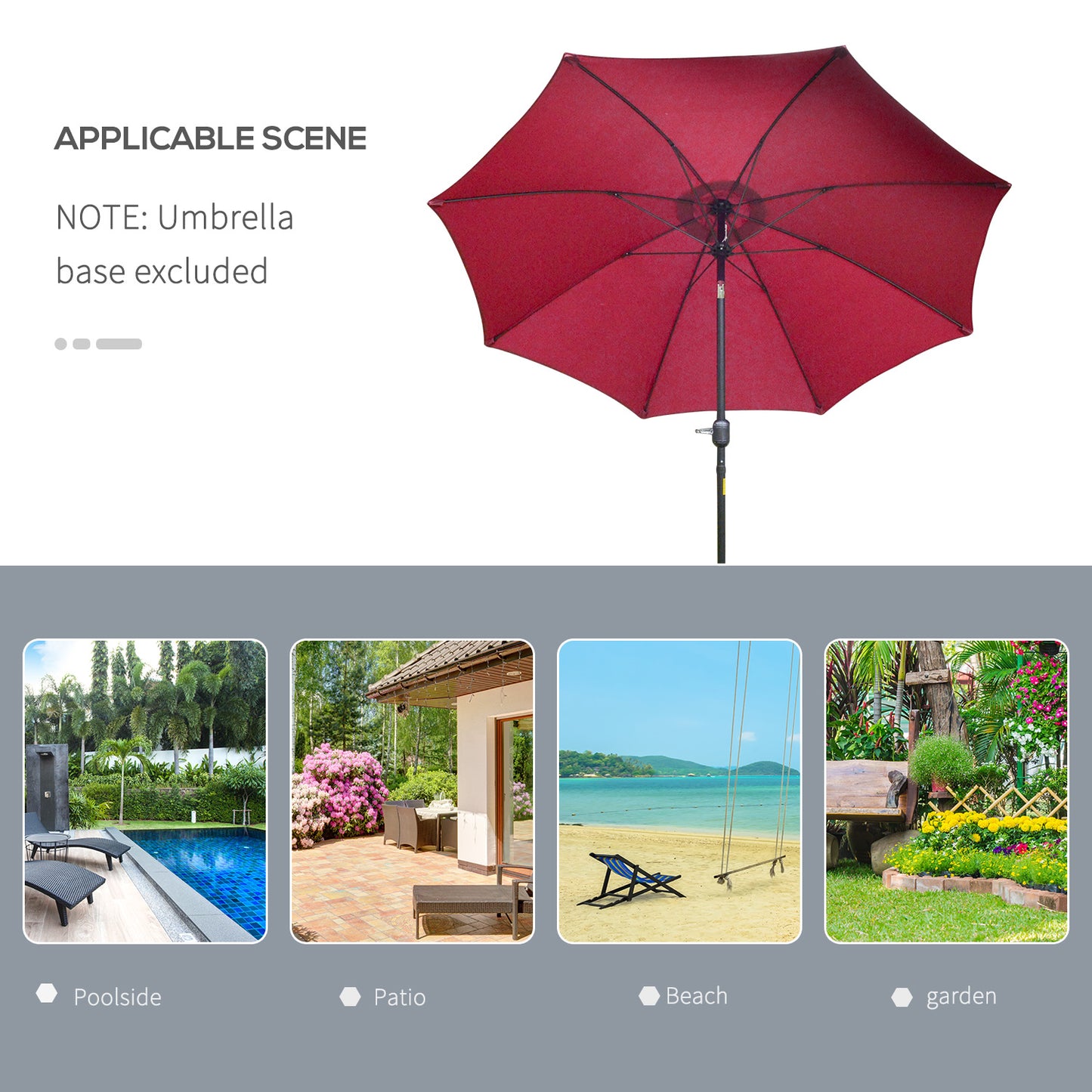 Outsunny ?2.6M Umbrella Parasol-Red