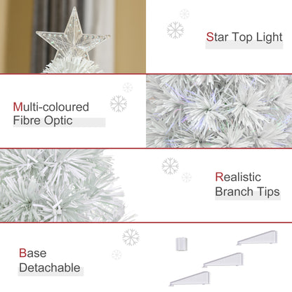 Homcom 2.5FT Prelit Artificial Tabletop Christmas Tree with Fibre Optics Holiday Home Xmas Decoration for Table and Desk