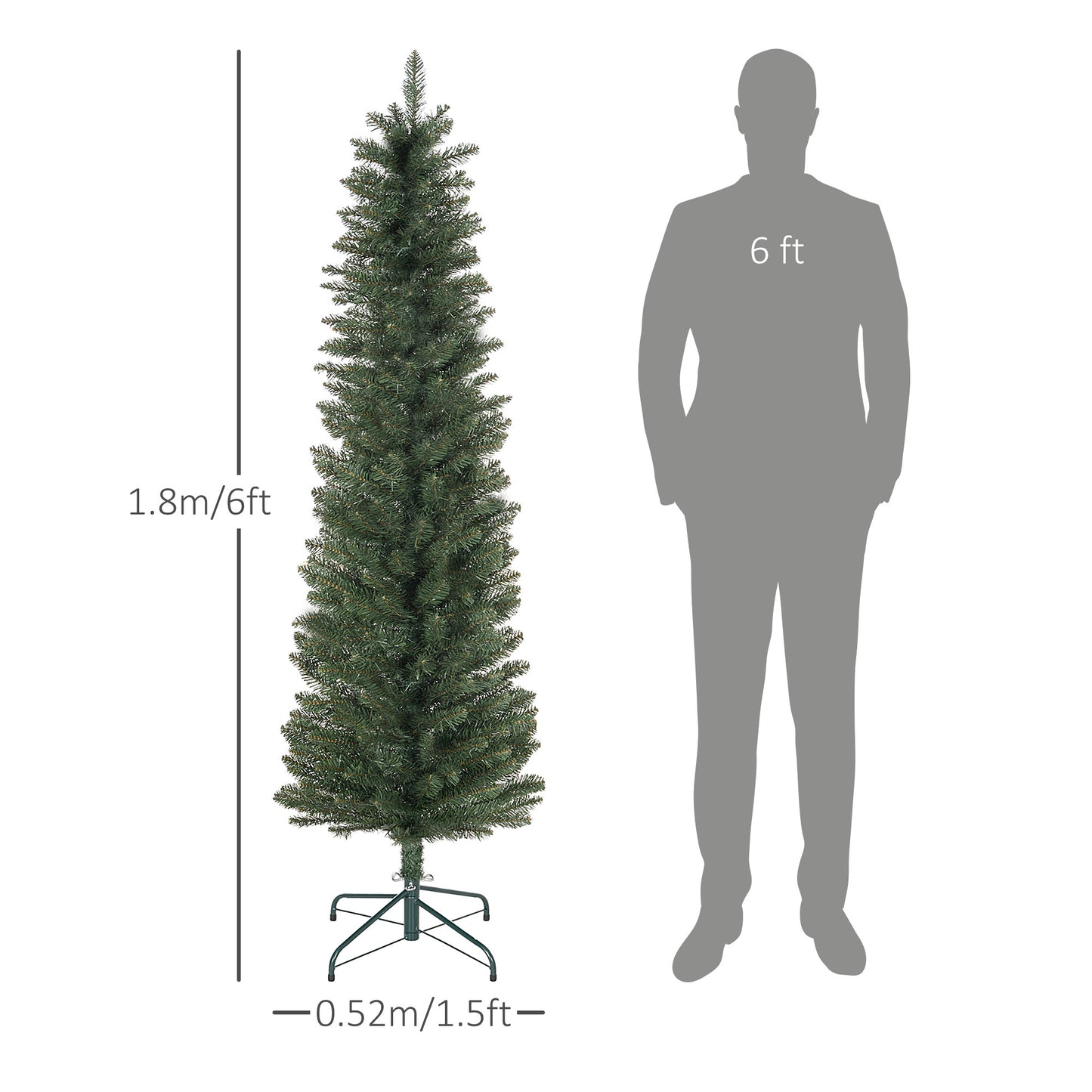 6ft Slim Christmas Tree Artificial -  329 Tips