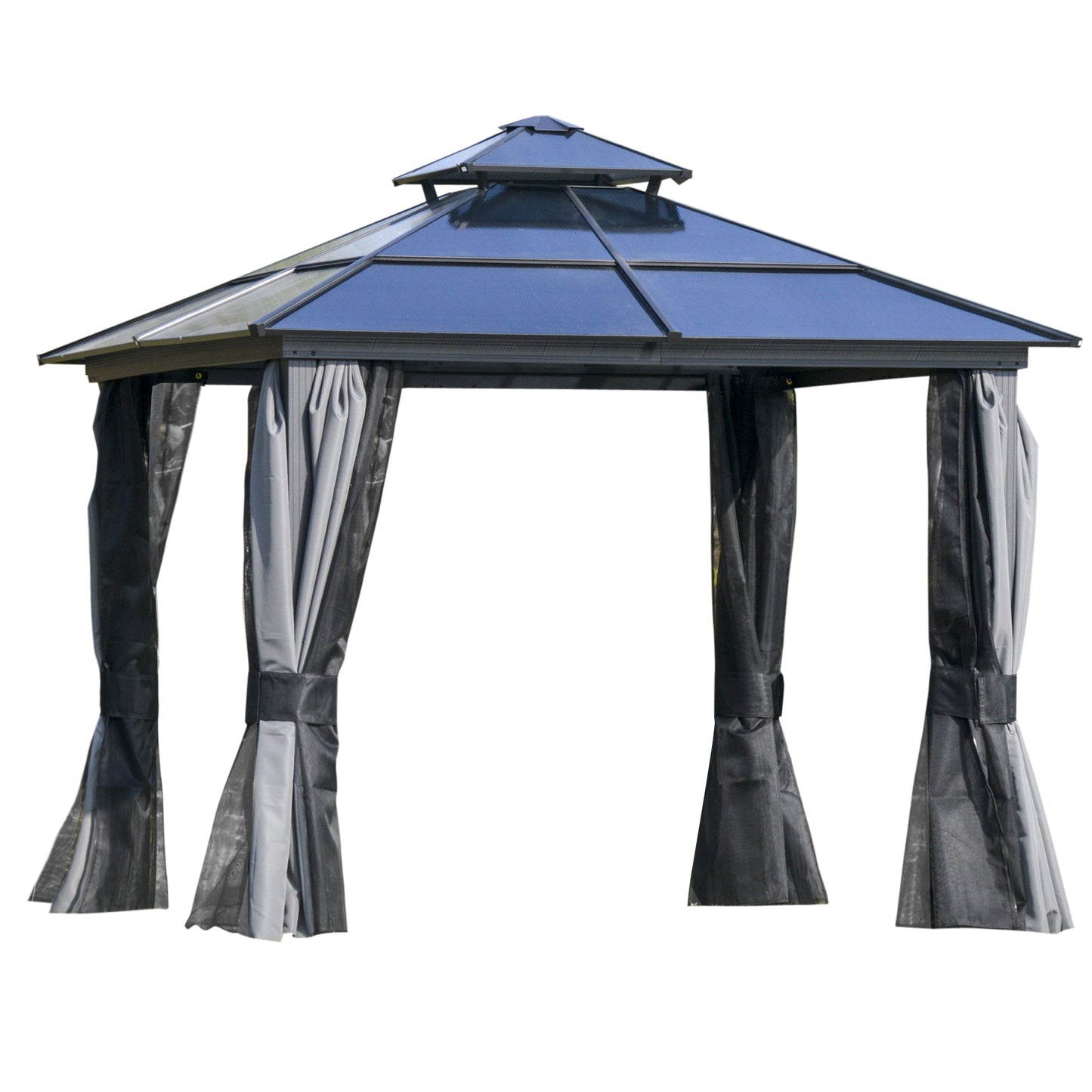 Outsunny Outdoor 3 x 3(m) Gazebo Cabana w/ Steel Frame & Net Sidewalls for Privacy