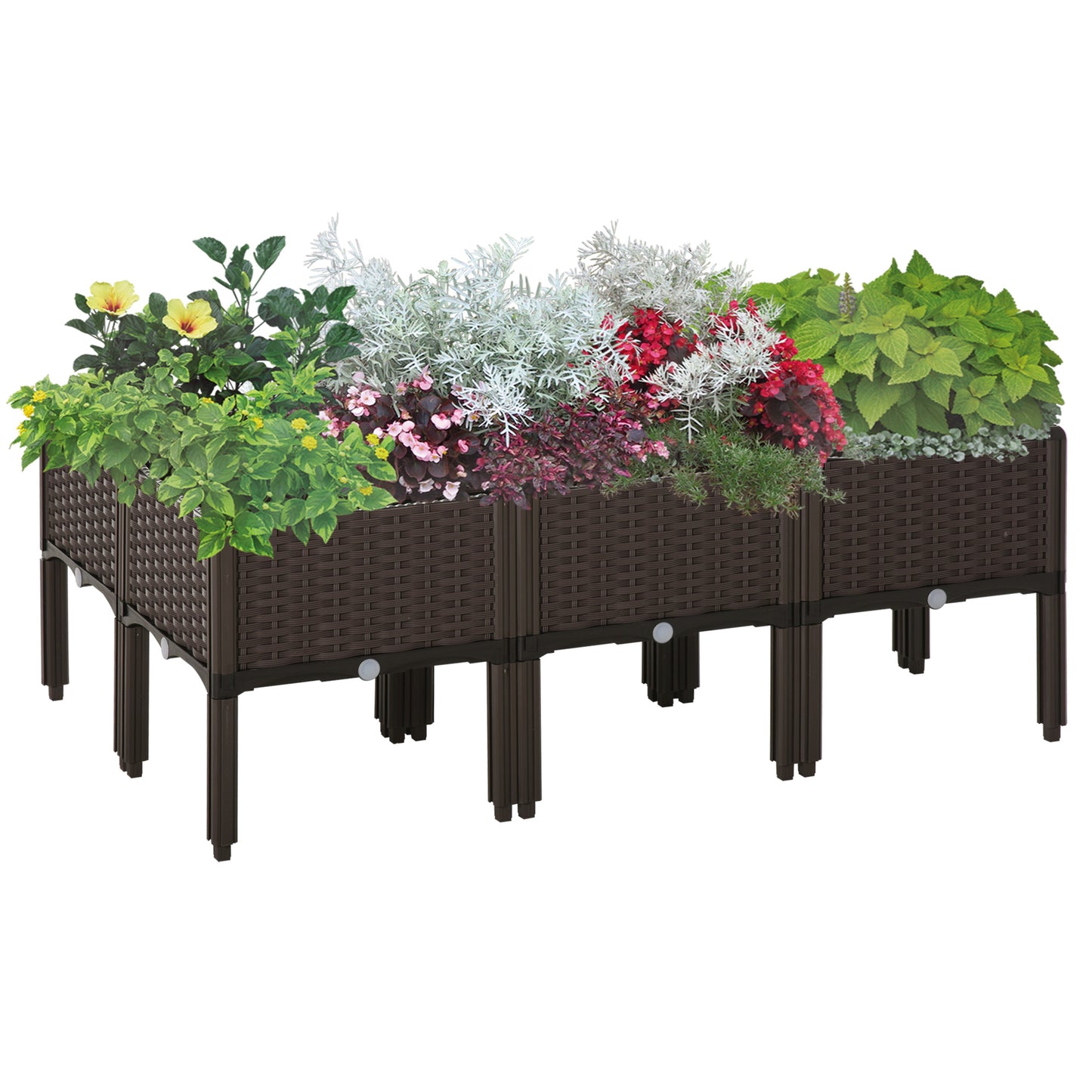 Outsunny 6-piece Lightweight Raised Flower Bed Free Combination Grow Box