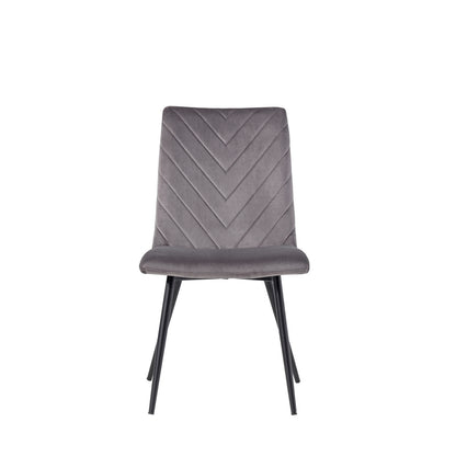 Retro Dining Chair Metal & Fabric Grey